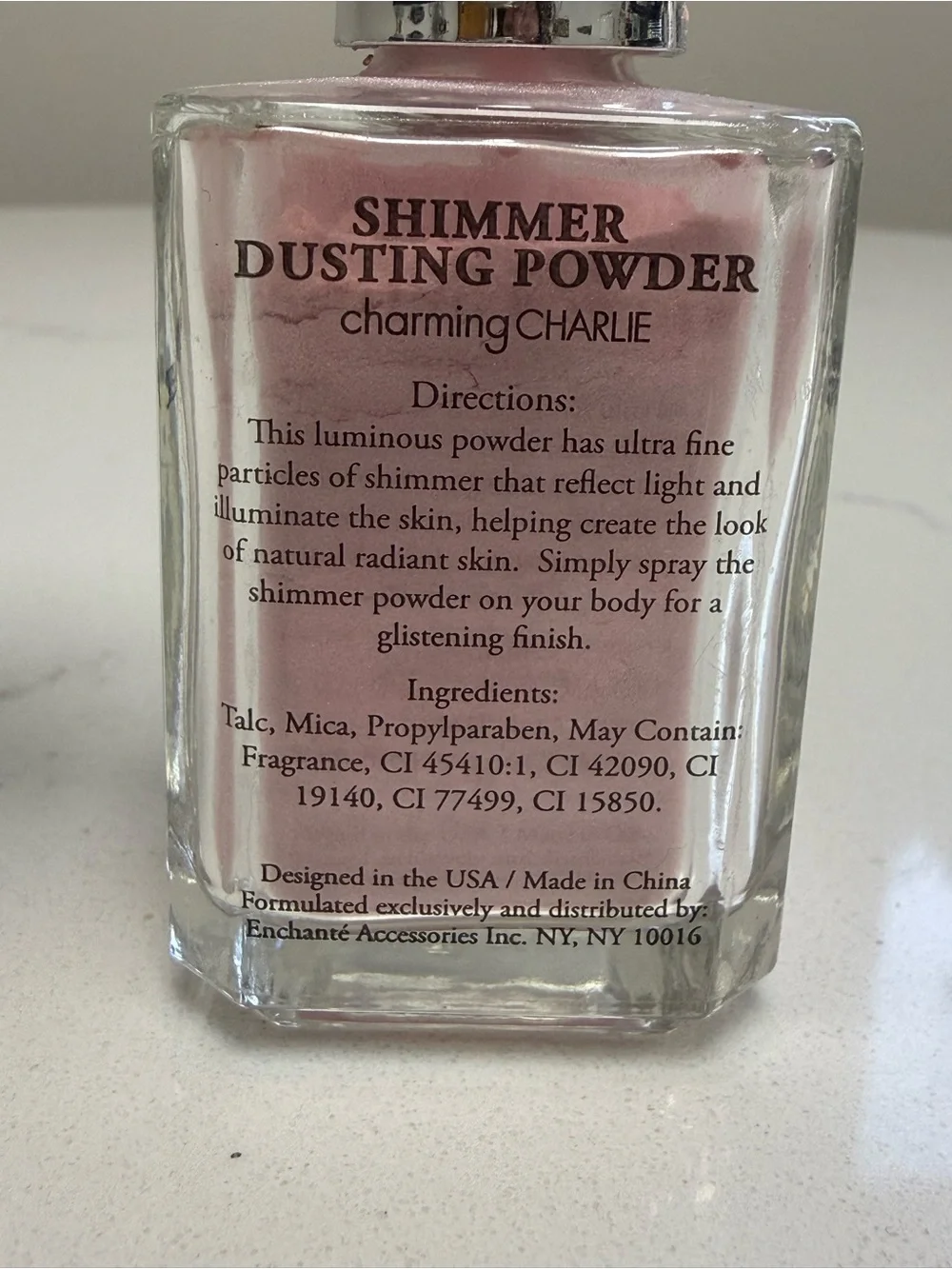 Charming Charlie Shimmer Dusting Powder - Light Pink with Black Atomizer
